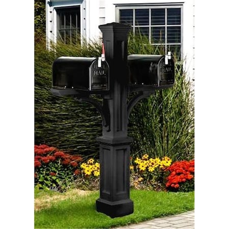 Mayne 5814B Newport Plus Double Mailbox Post- Black MA375732